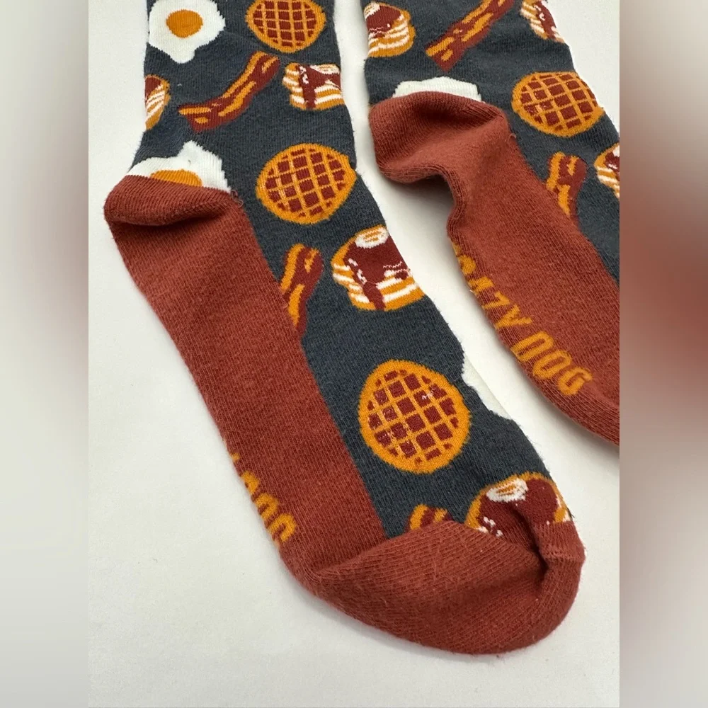 NWOT Crazy Dog T-Shirts Co. Funny Bacon & Eggs Breakfast Food Socks Men’s